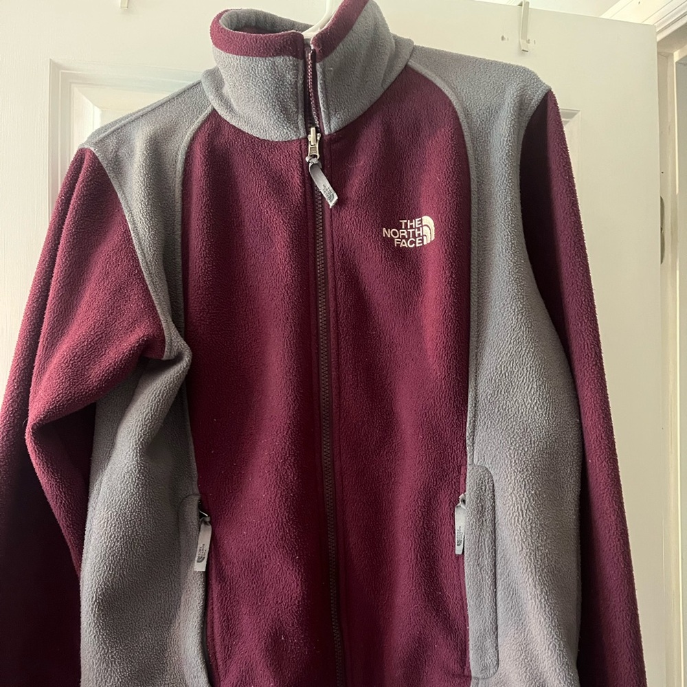 The North Face Maroon and Gray Fleece Jacket